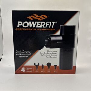 Powerfit Percussion Massager 4 Speed Levels, 4 Massage Tips NIB